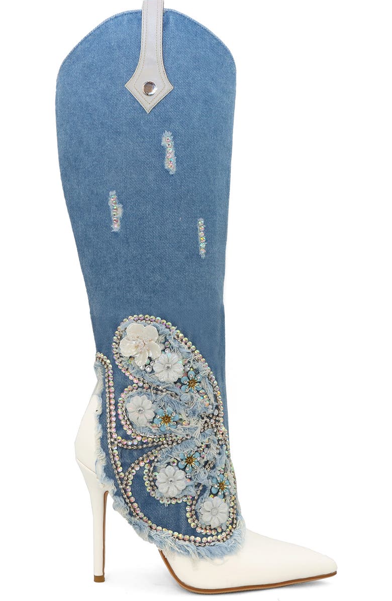 YOKI Nylan Embellished Denim Western Boot, Alternate, color, Denim