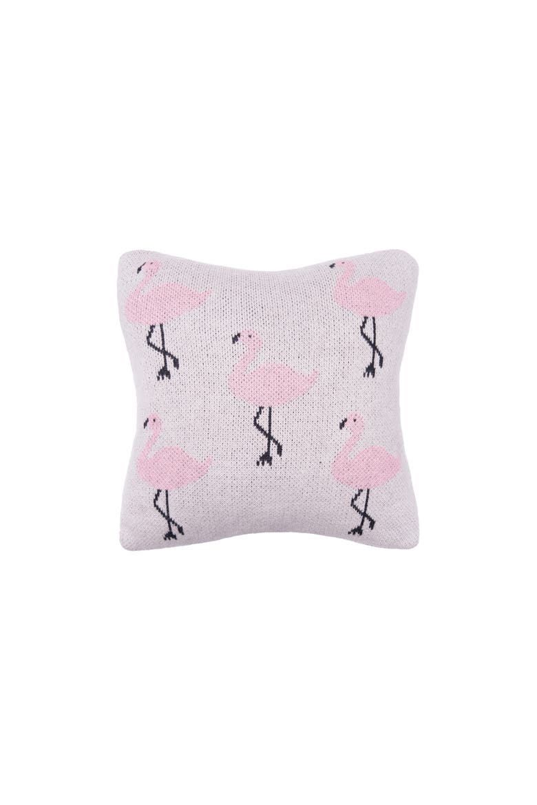 Flamingo Knitted Petite Accent Pillow 10" x 10", Alternate, color, Pink