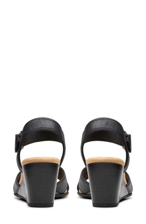 Clarks Collection Women's Emmalae Iris Wedge Sandals In Black Leather