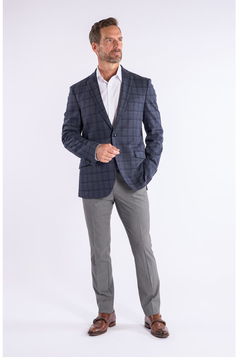 Plaid Knit Sport Coat, Alternate, color, BLUE