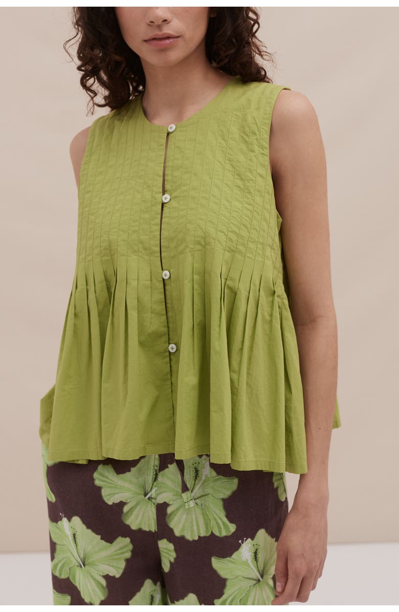 Desmond & Dempsey Pleated Cami & Trouser Set, Alternate, color, Grand Hibiscus Lime & Cocoa