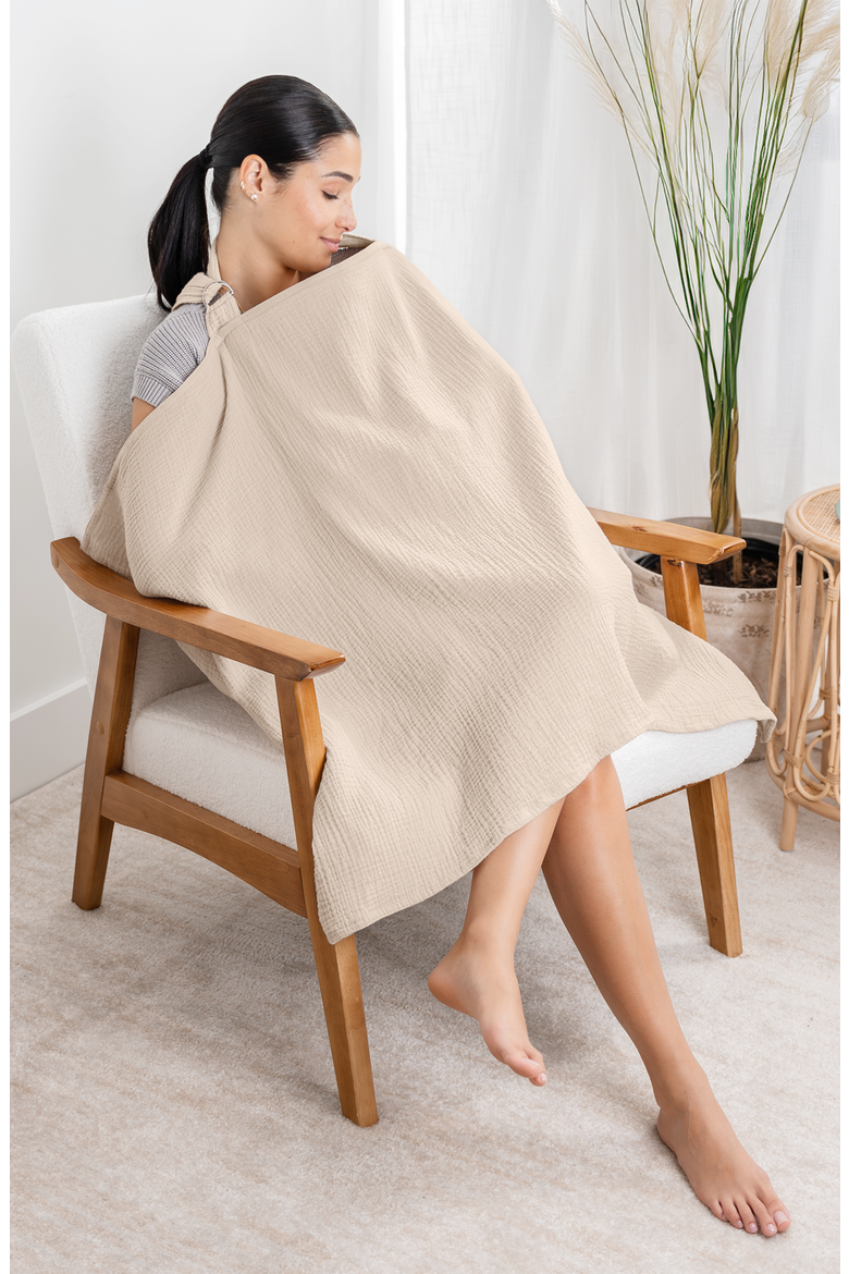 Muslin Nursing Cover, 100% Cotton - 1 Pack, Alternate, color, Sand