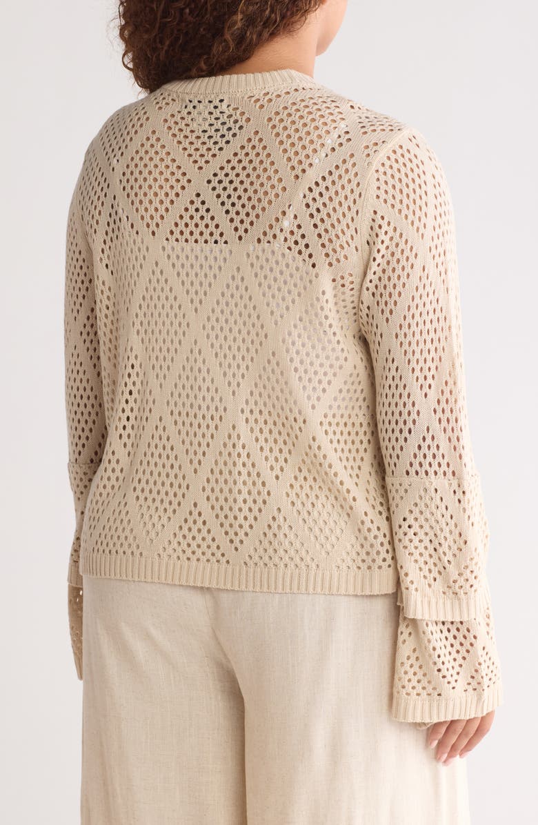 BY DESIGN Regina Pointelle Knit Cardigan, Alternate, color, Sand