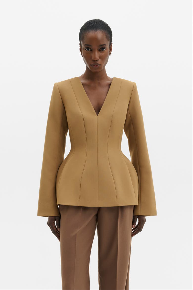 Ninni Cut-Out Shoulder Hourglass Top, Main, color, Camel