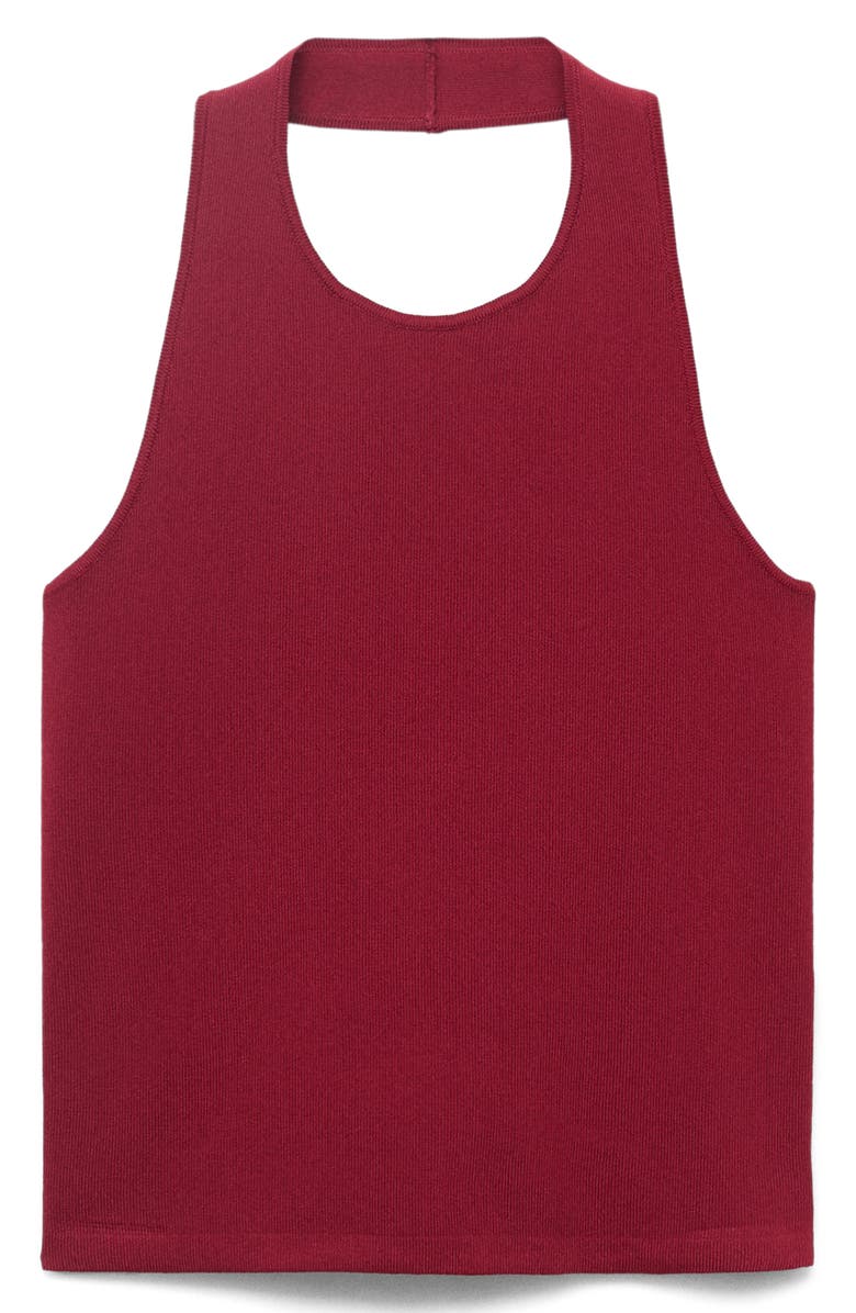 MANGO Hoop Detail Rib Halter Top, Alternate, color, Wine