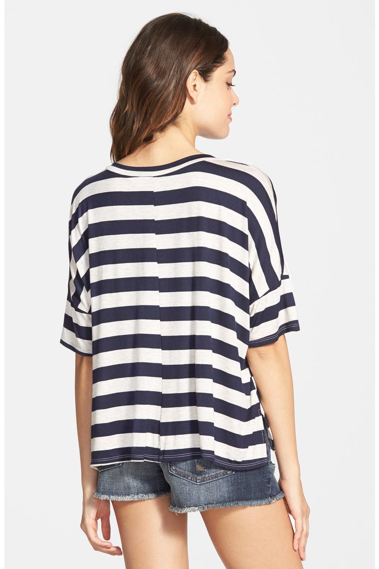 Stripe Boxy Tee, Alternate, color, NAVY/ HEATHER GREY