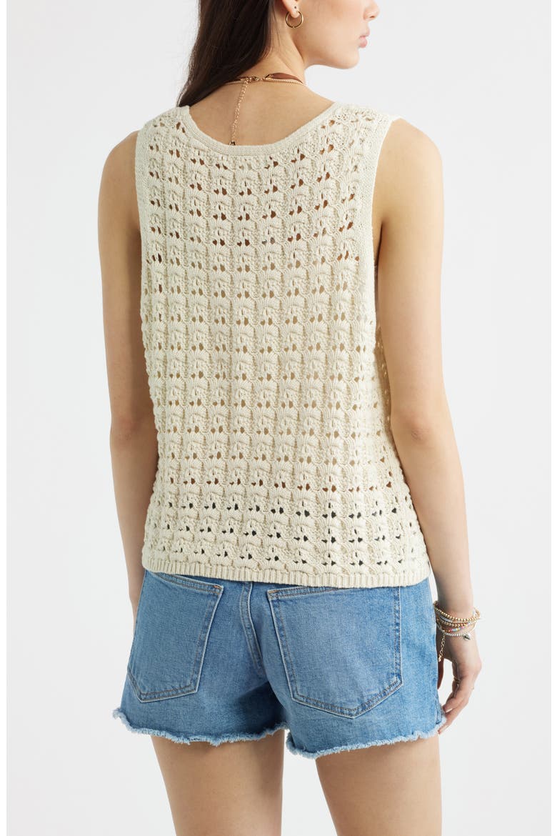 Tie Front Cotton Sweater Vest, Alternate, color, IVORY DOVE
