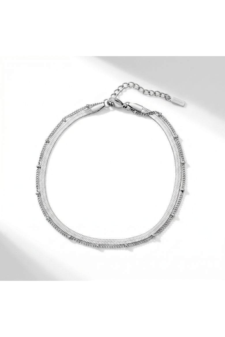 Stefanie Anklet Silver Plated 9.25" with 1.5" Extender, Main, color, Silver