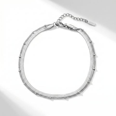 Stefanie Anklet Silver Plated 9.25" with 1.5" Extender