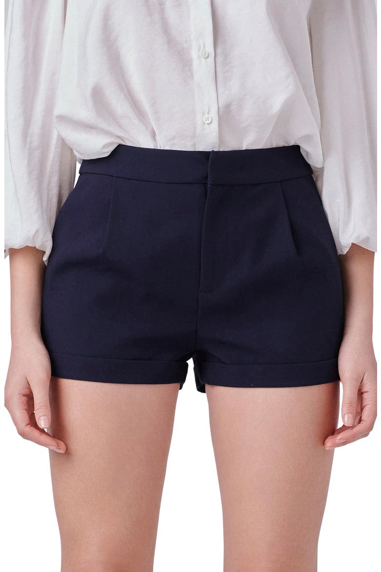 Pleated Low Rise Shorts, Alternate, color, NAVY
