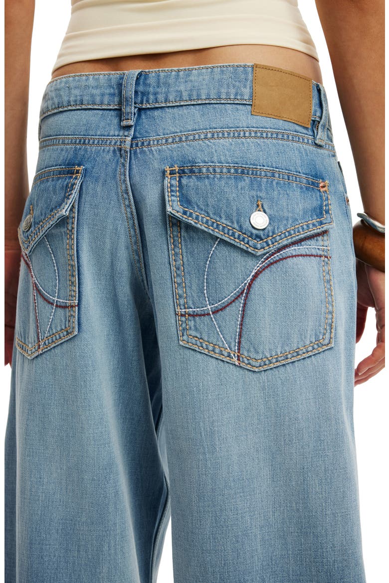 Low Rise Wide Leg Jeans, Alternate, color, FAIRLIGHT BLUE STITCH