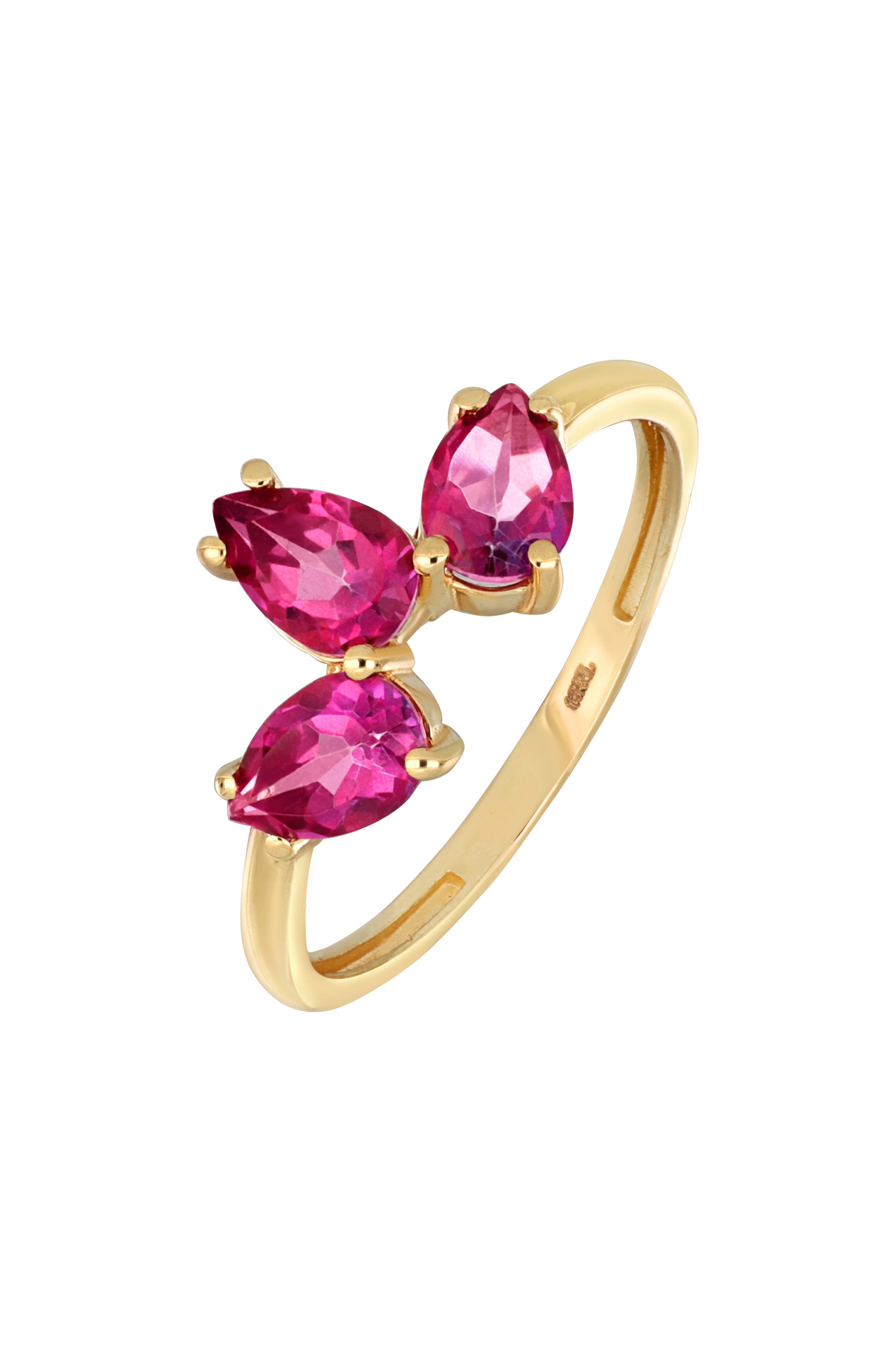 14k Gold Pink Topaz Stackable Ring