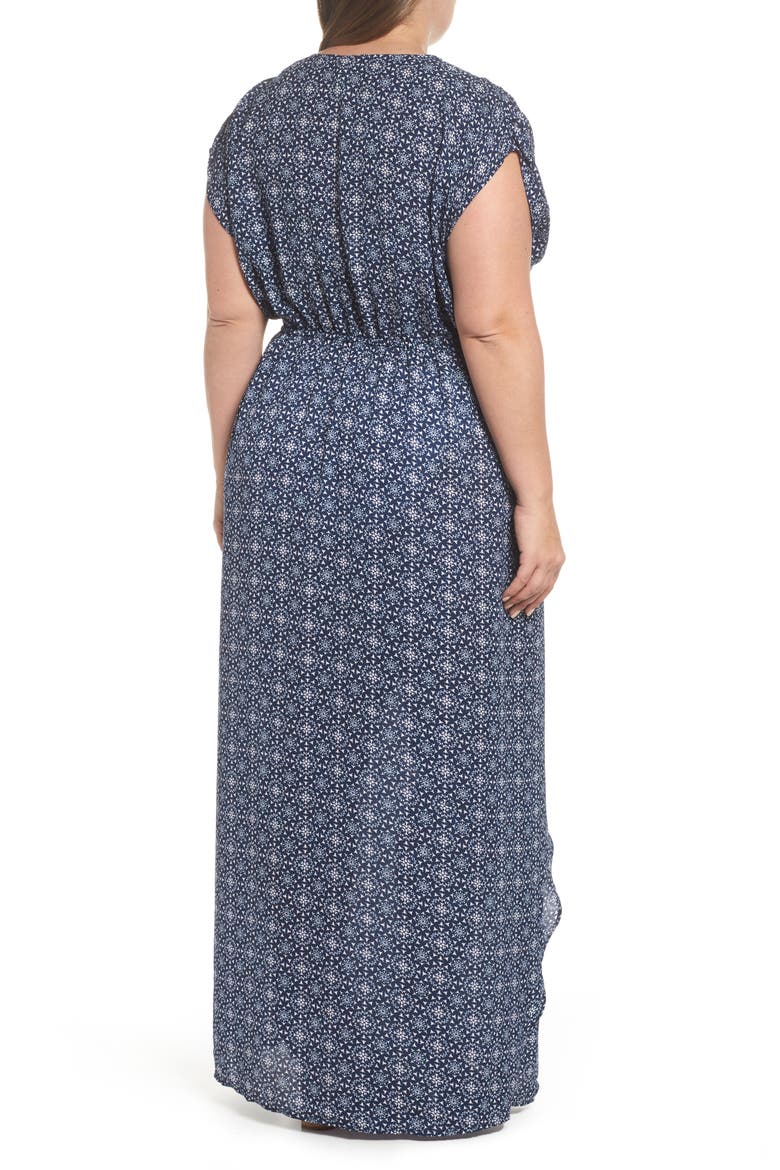 Print Cover-Up Maxi Dress, Alternate, color, GALAXY NAVY/ WHITE