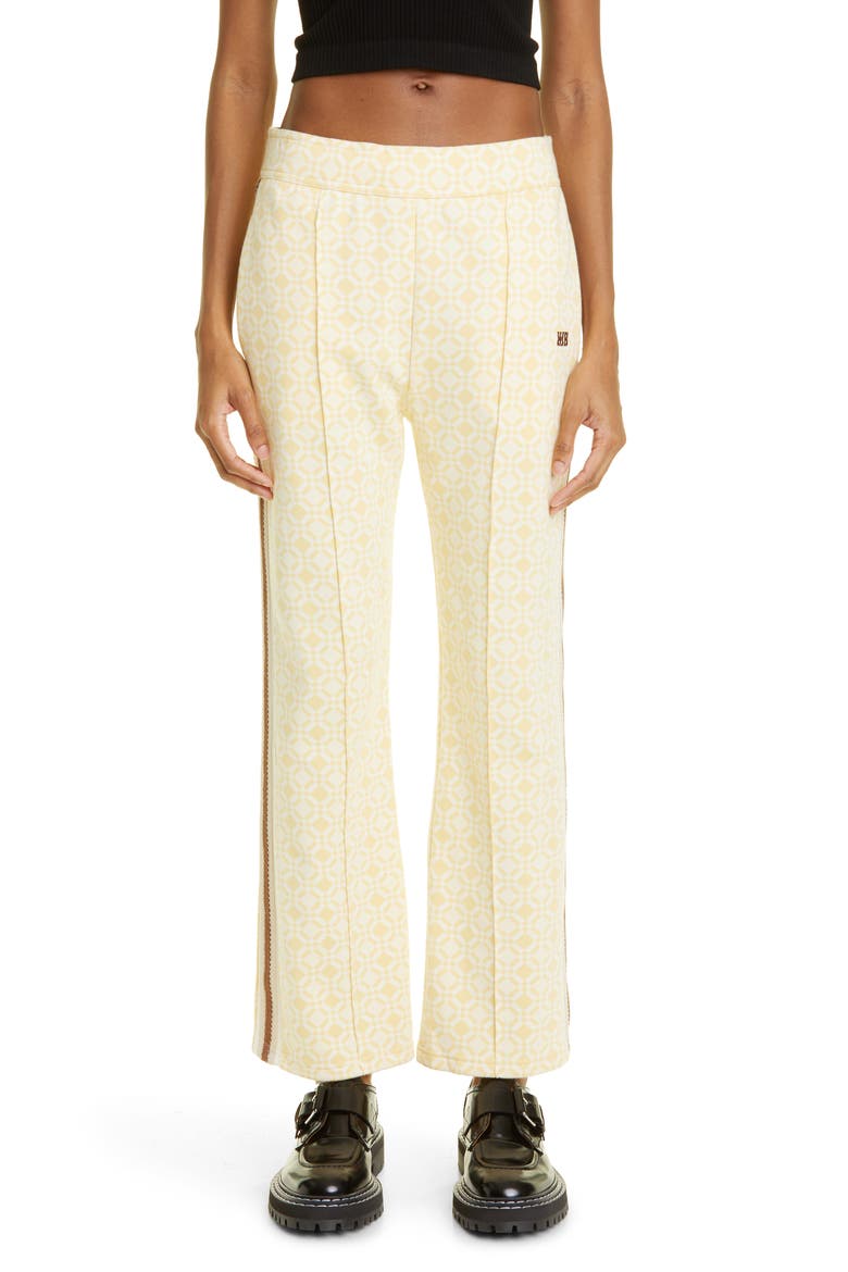 Shine Jacquard Center Pleat Organic Cotton Track Pants, Main, color, YELLOW