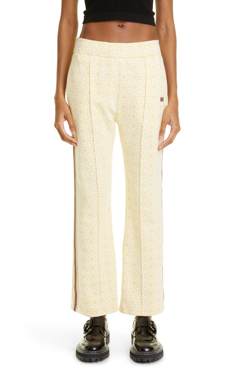 Wales Bonner Shine Jacquard Center Pleat Organic Cotton Track Pants, Main, color, 