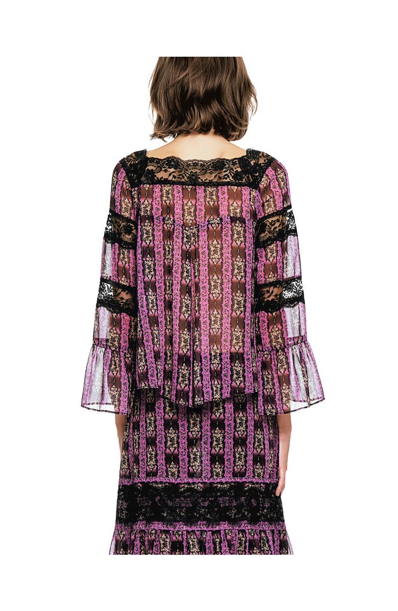 Anna Sui Cameo Stripe Print Tie Blouse, Alternate, color, Orchid