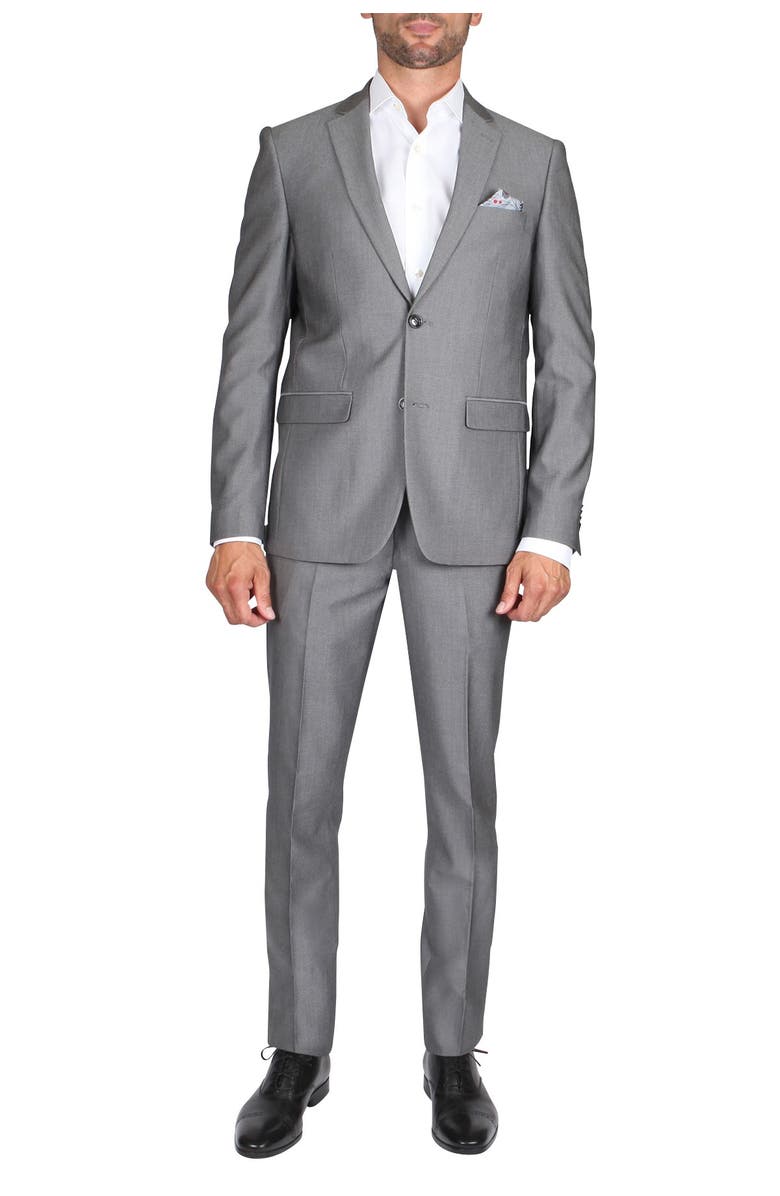 SOUL OF LONDON Solid Two Button Notch Lapel Slim Fit Suit, Main, color, 