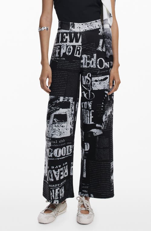 Desigual Colorblock Newspaper Print Jumpsuit In Black