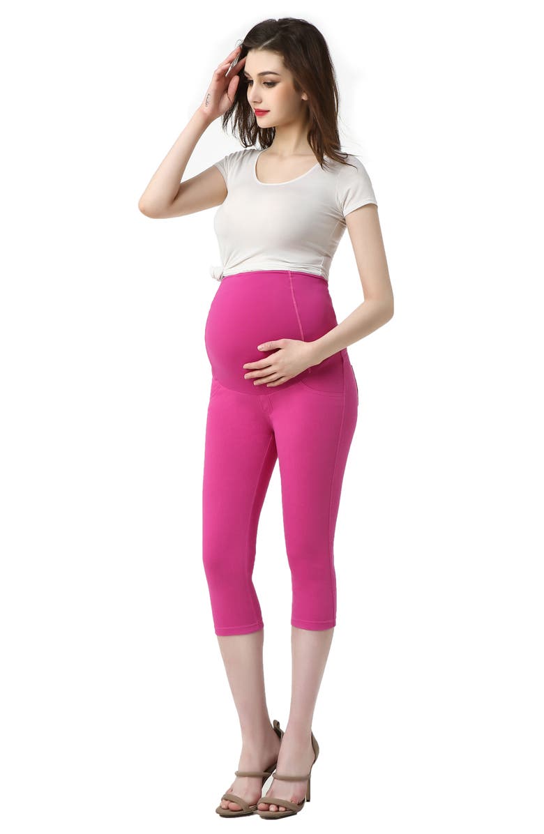 Kimi and Kai Melody Capri Denim Maternity Leggings, Alternate, color,