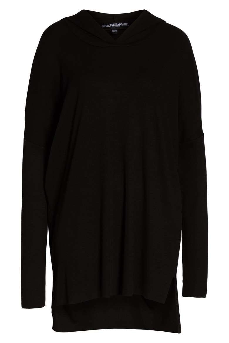 Brooklyn High/Low Hoodie, Alternate, color, BLACK