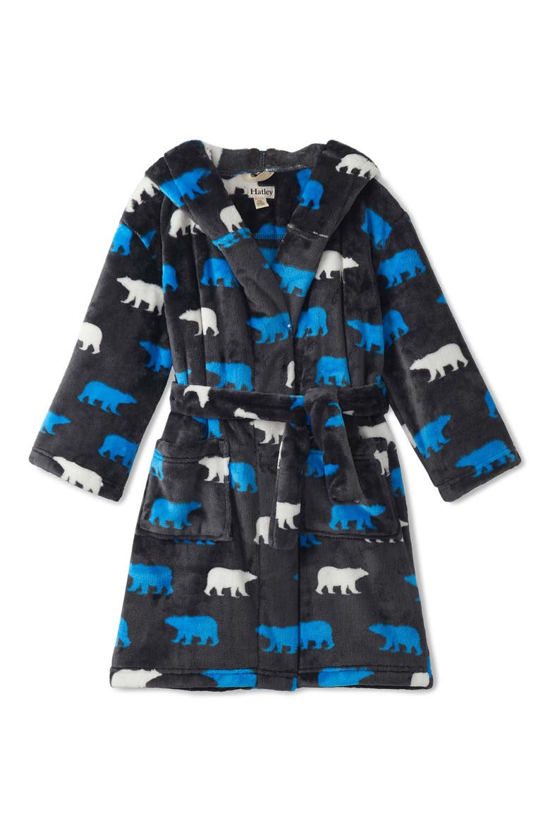 Kids' Polar Bear Hooded Fleece Robe, Main, color, DARK SHADOW