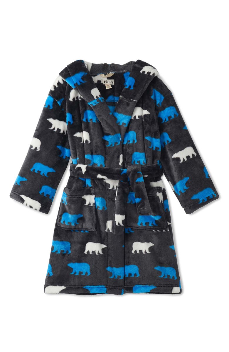 Hatley Kids' Polar Bear Hooded Fleece Robe, Main, color, Dark Shadow