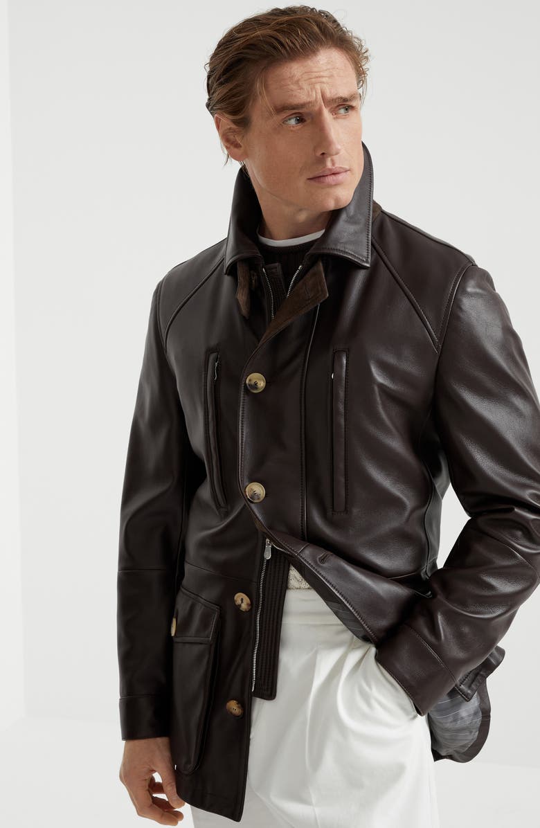 Brunello Cucinelli Nappa leather parka, Alternate, color, 