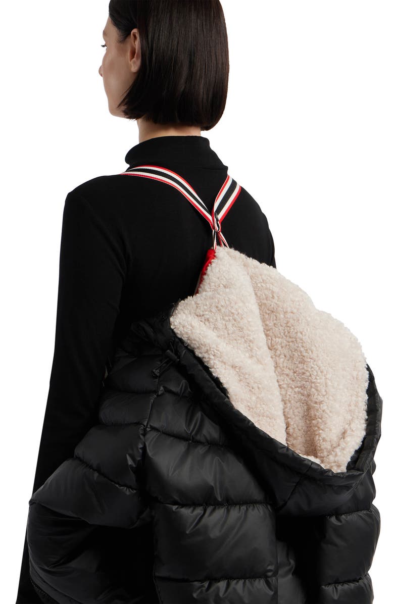 Hunter Almond Water Repellent Faux Shearling Lined Hooded Puffer Jacket, Alternate, color, Black