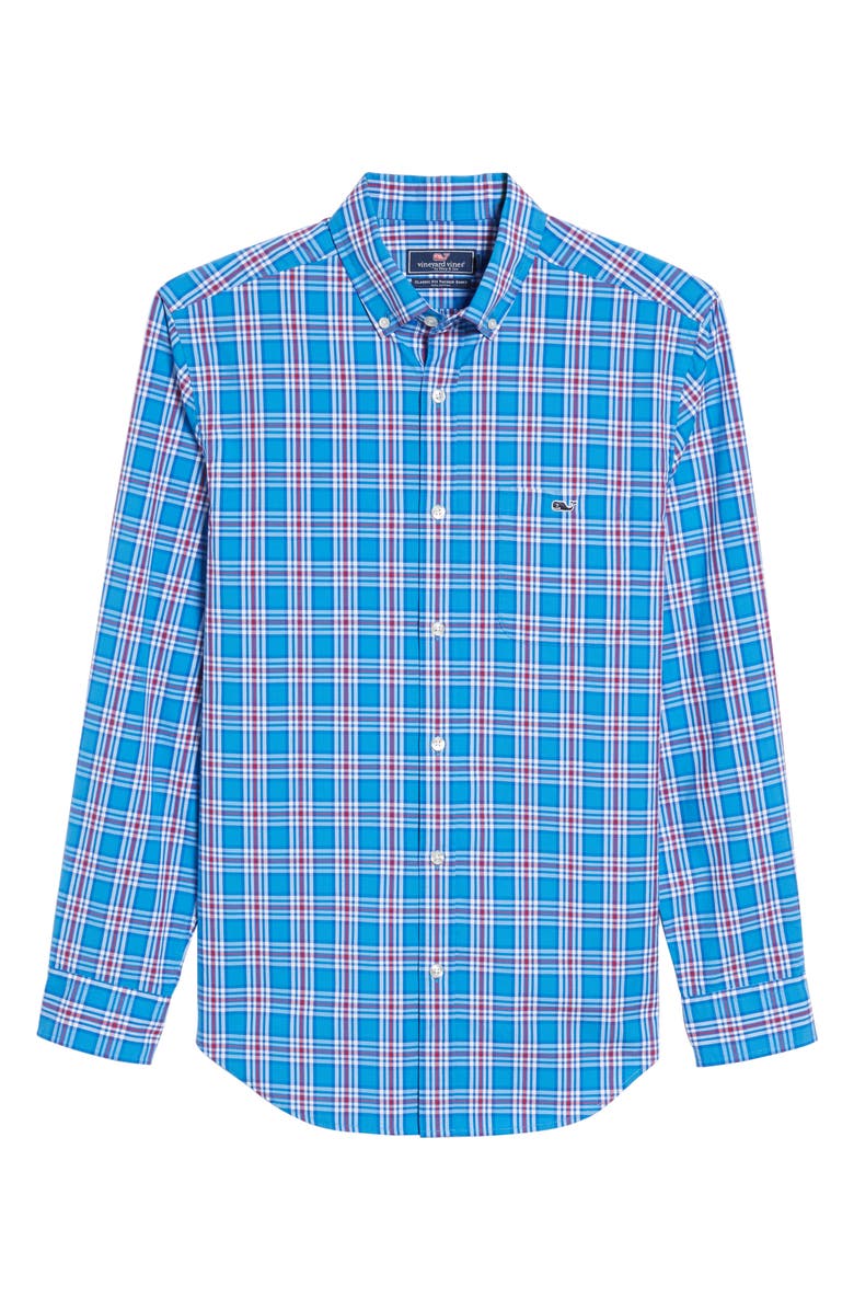 vineyard vines Tucker Chandler Pond Classic Fit Plaid Sport Shirt, Alternate, color, Hull Blue
