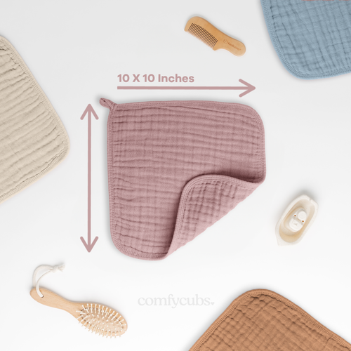 Comfy Cubs Muslin Washcloths In Pink