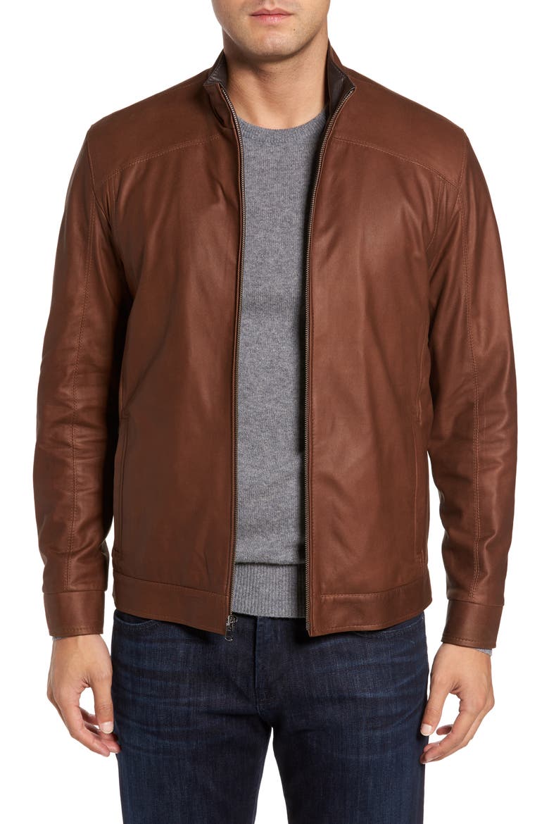 Leather Jacket, Main, color, DAKOTA/ COCOA