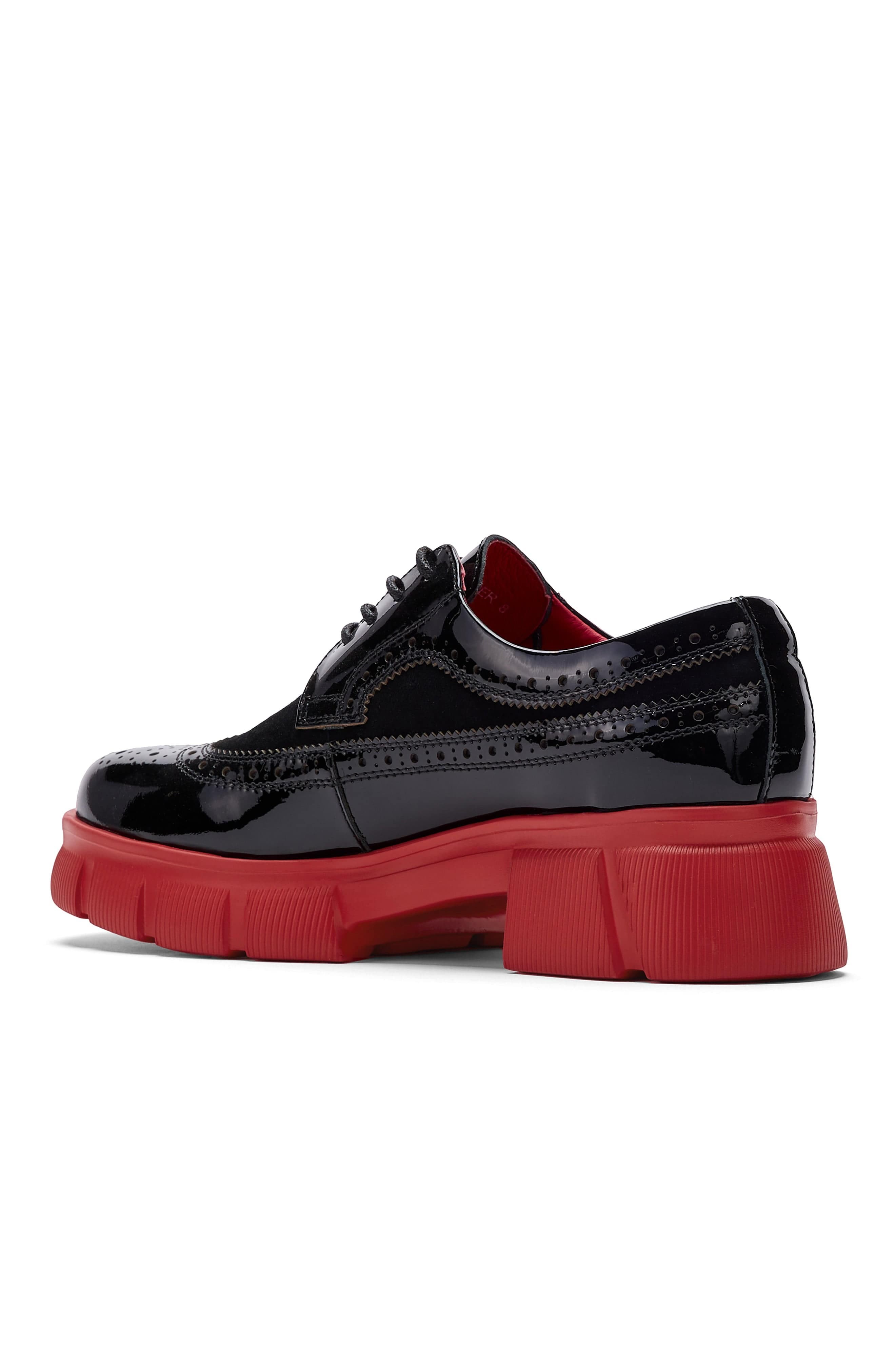 MARC NOLAN Ms. Alexander Leather Lug Wingtip Derby, Alternate, color, Black/Red