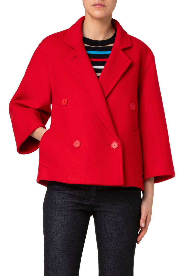 Double Breasted Wool Blend Car Coat, Main, color, LIPSTICK