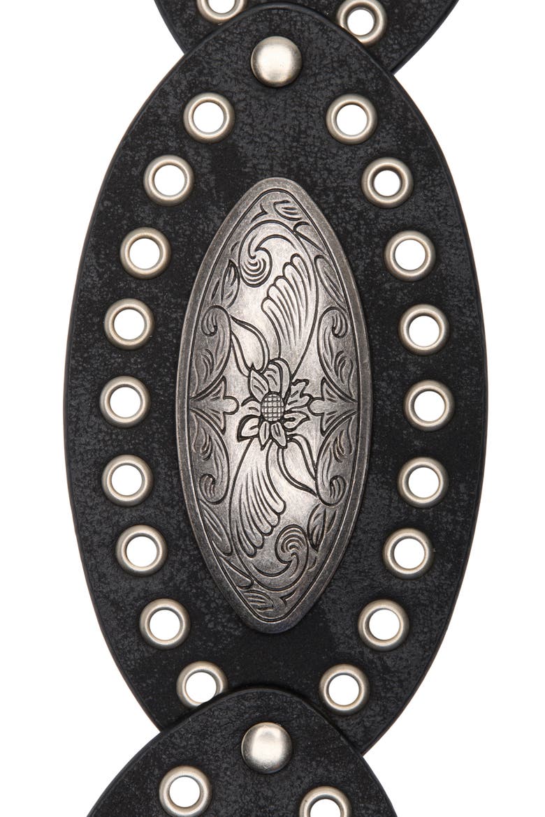 Oval Buckle Grommet Belt, Alternate, color, BLACK