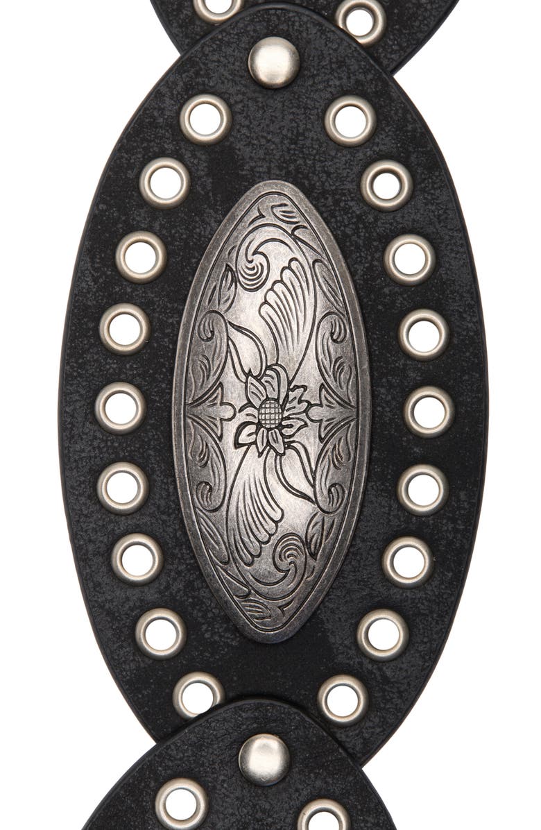 Steve Madden Oval Buckle Grommet Belt, Alternate, color, Black