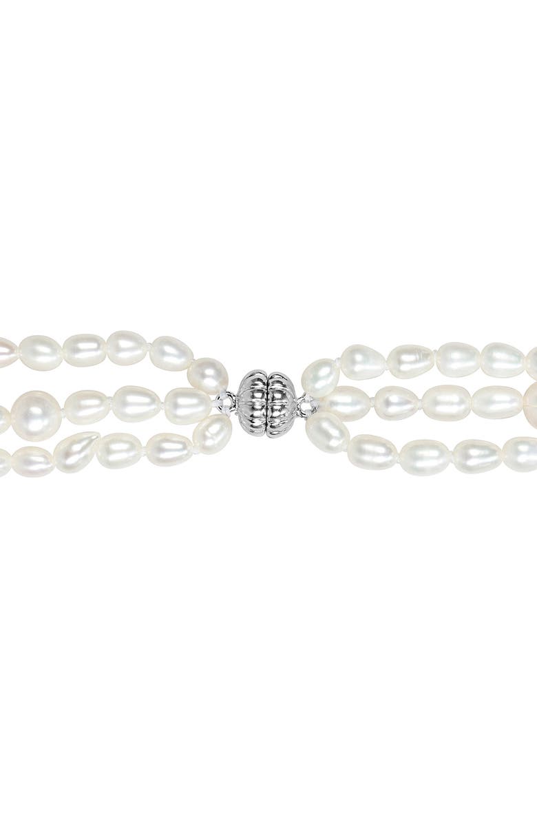 DELMAR Sterling Silver Cultured Pearl Triple Strand Necklace, Alternate, color,