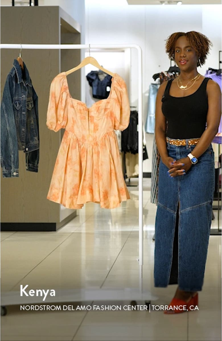 Kiah Floral Print Corset Puff Sleeve Minidress, sales video thumbnail