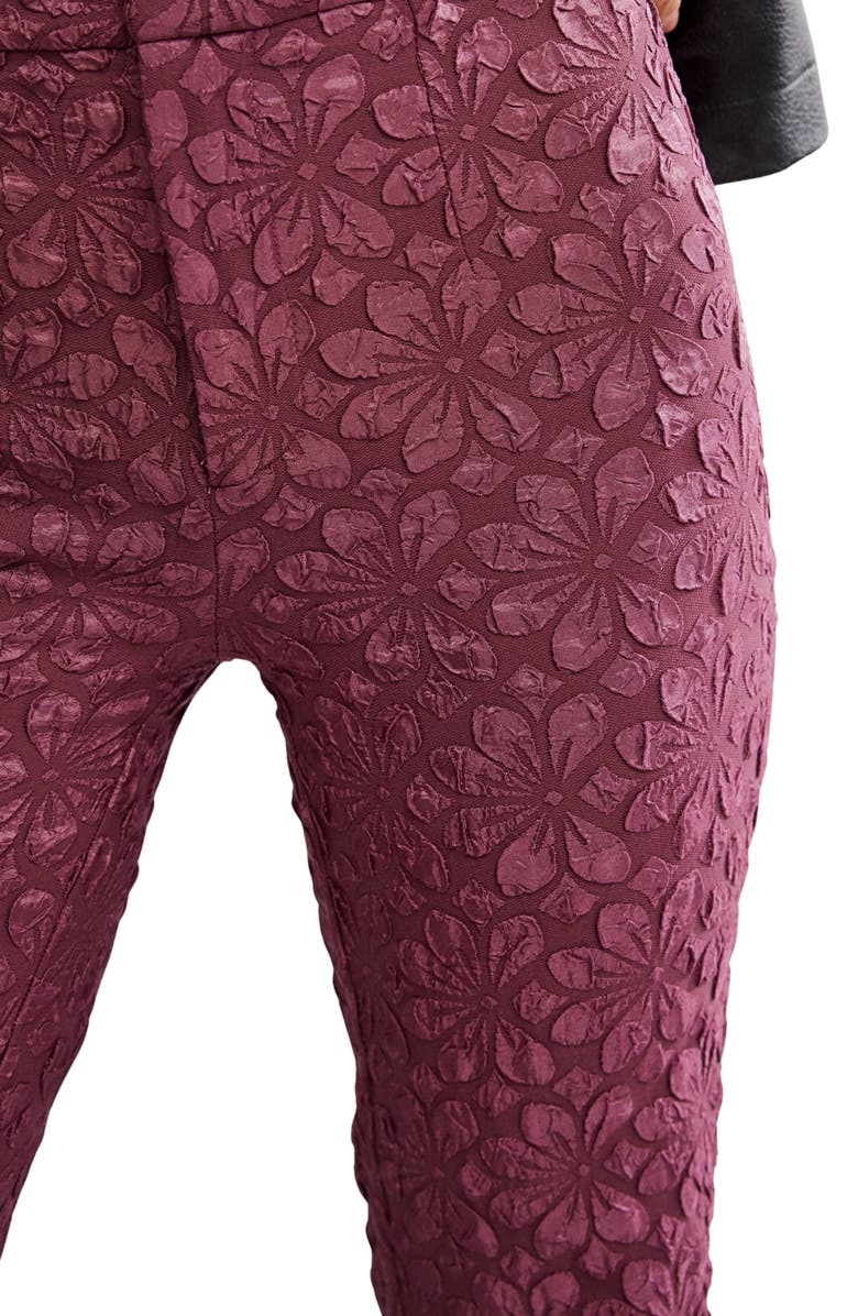 Free People Runaway Floral Flare Pants, Alternate, color, Crushed Berry