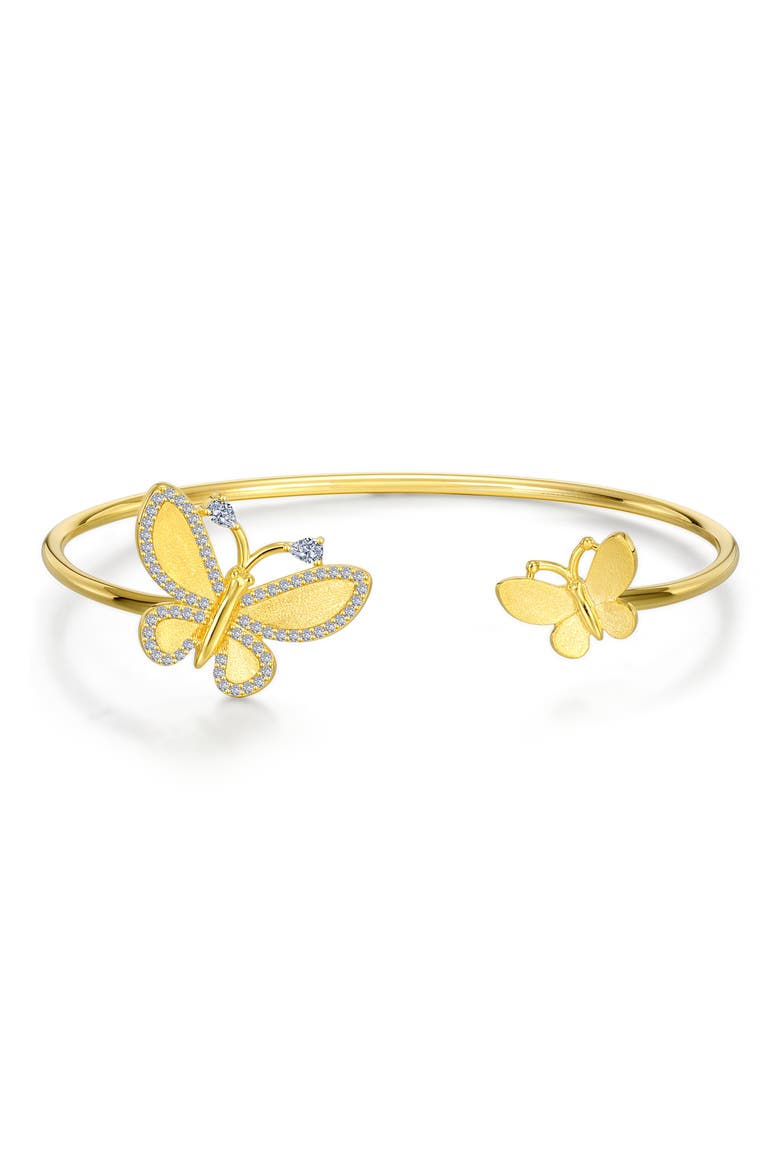 Butterfly Simulated Diamond Cuff Bracelet, Main, color, GOLD/ WHITE