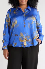 T Tahari Floral Print Button-Up Shirt