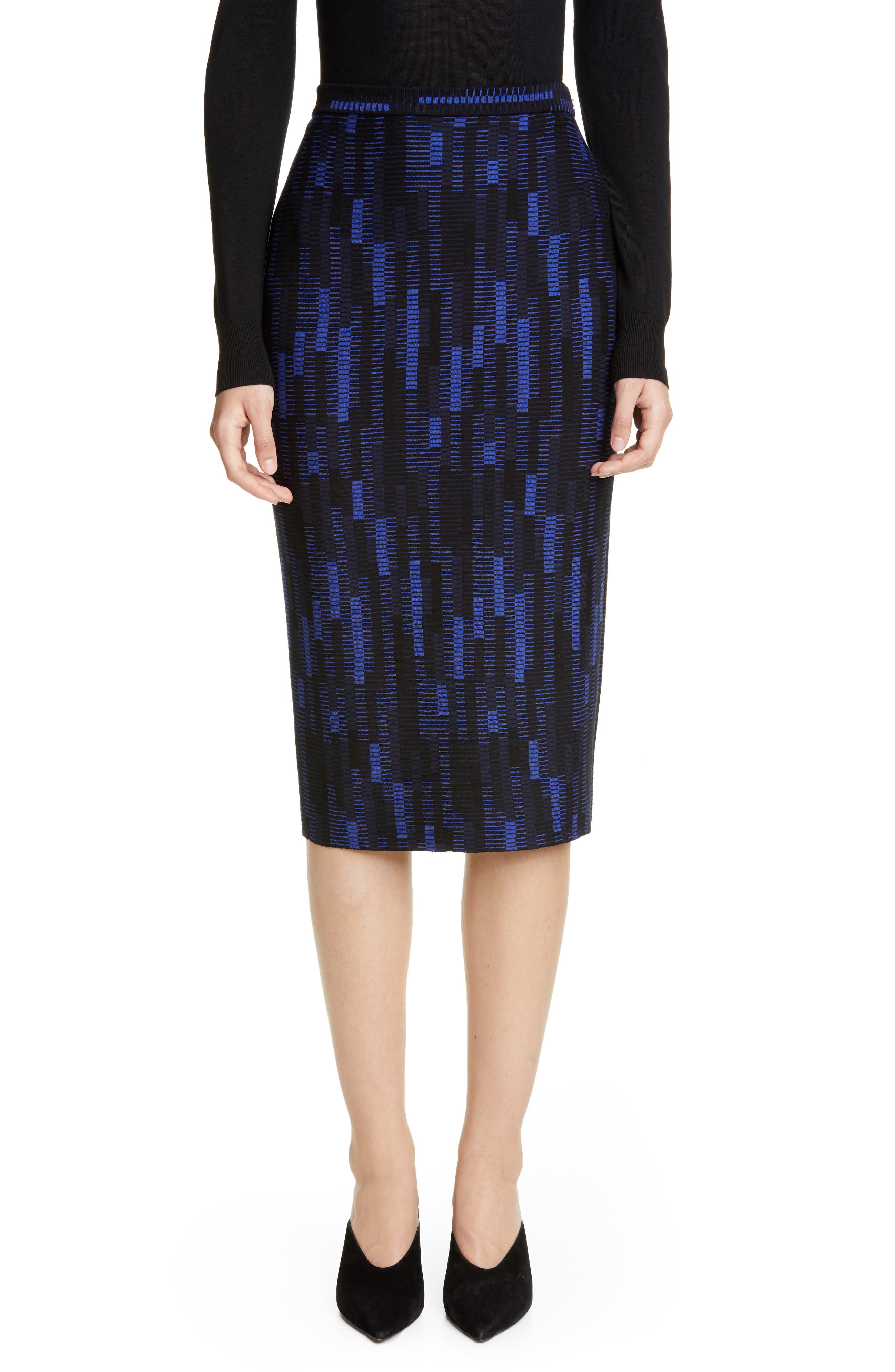 St. John Collection Mosaic Stretch Jacquard Knit Pencil Skirt (Women ...