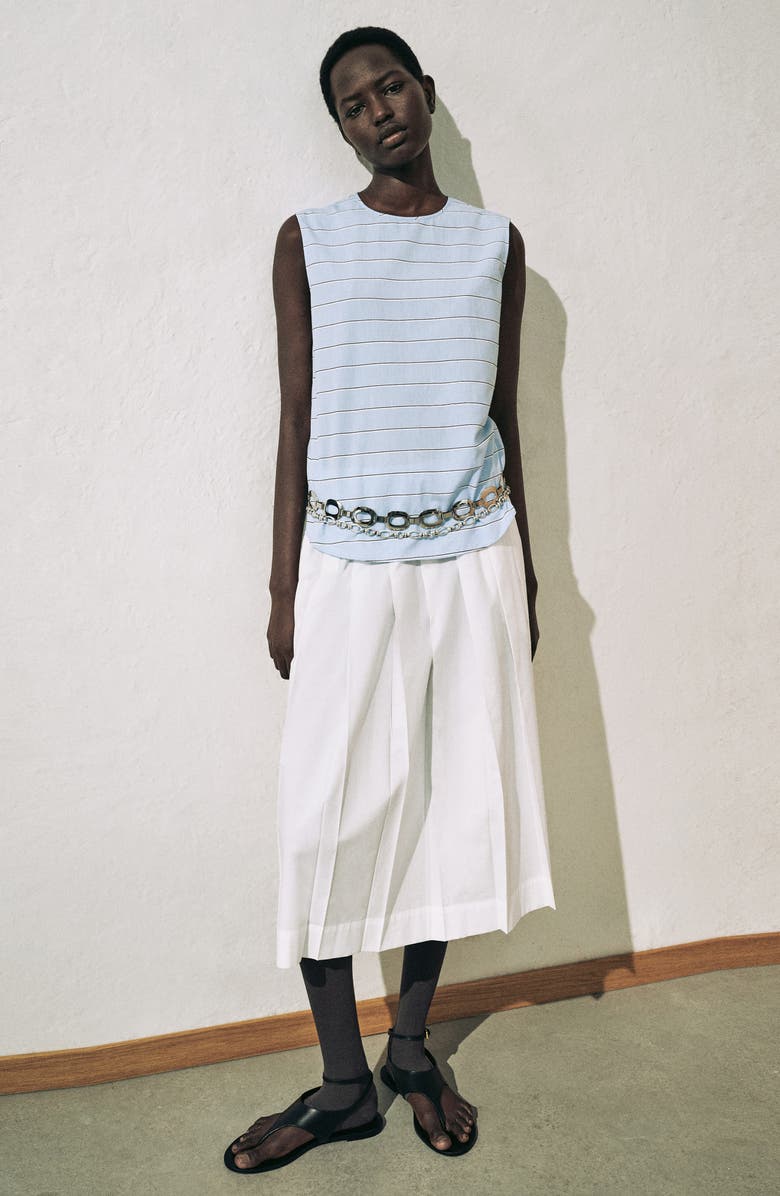 MANGO Striped Cotton Top, Alternate, color, Sky Blue