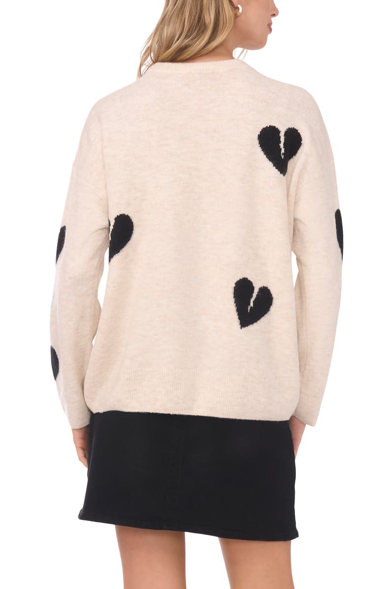 Vince Camuto Many Hearts Rhinestone Crewneck Sweater, Alternate, color, Malted
