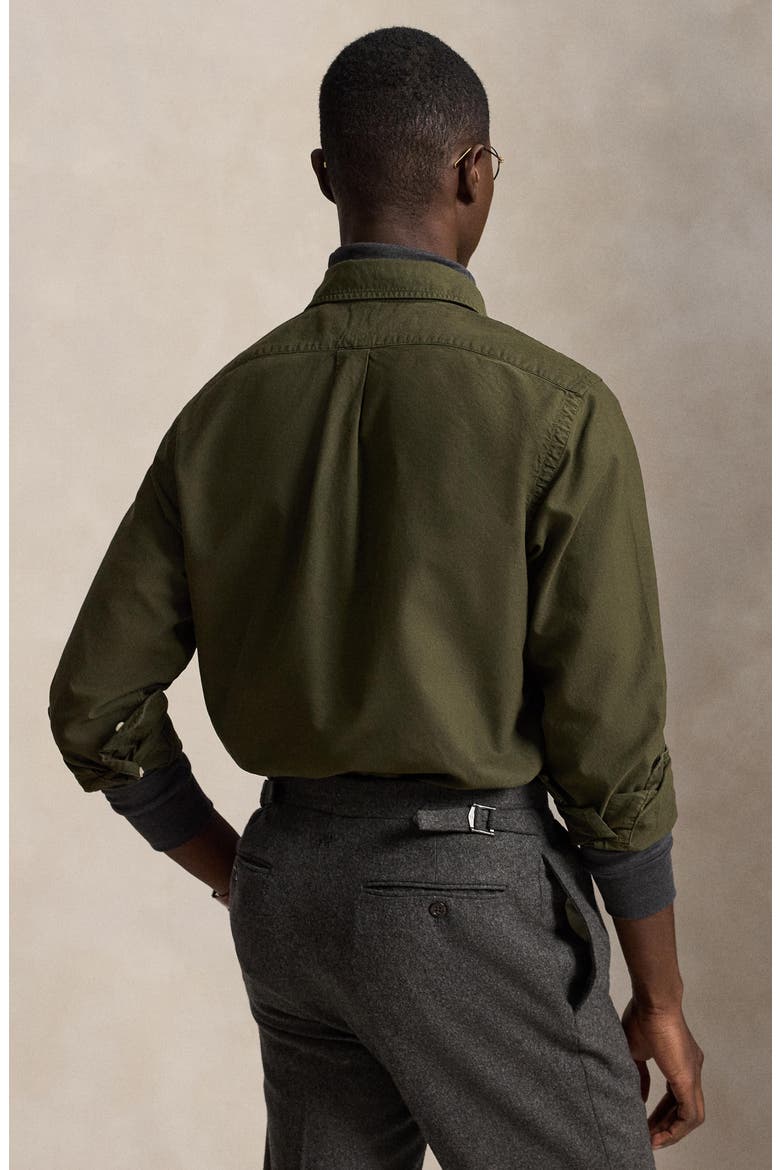 Garment-Dyed Long Sleeve Oxford Shirt, Alternate, color, COMPNY OLV