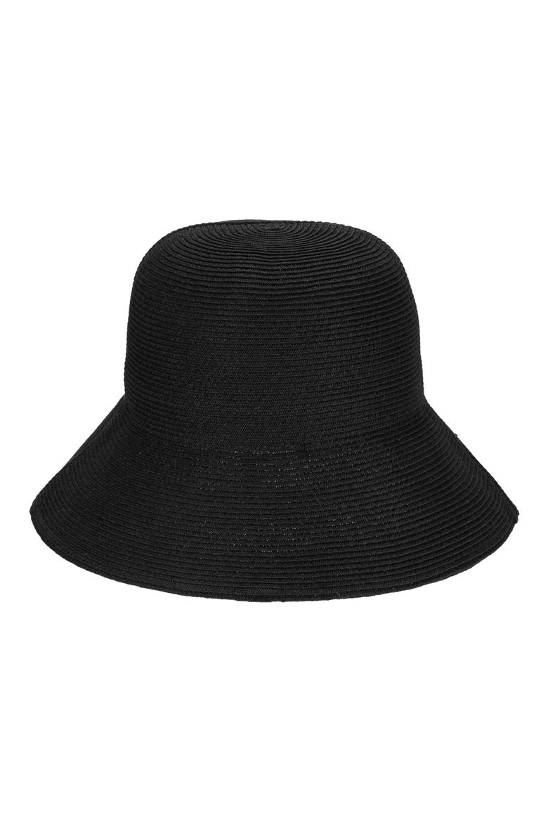Packable Straw Bucket Hat, Main, color, BLACK