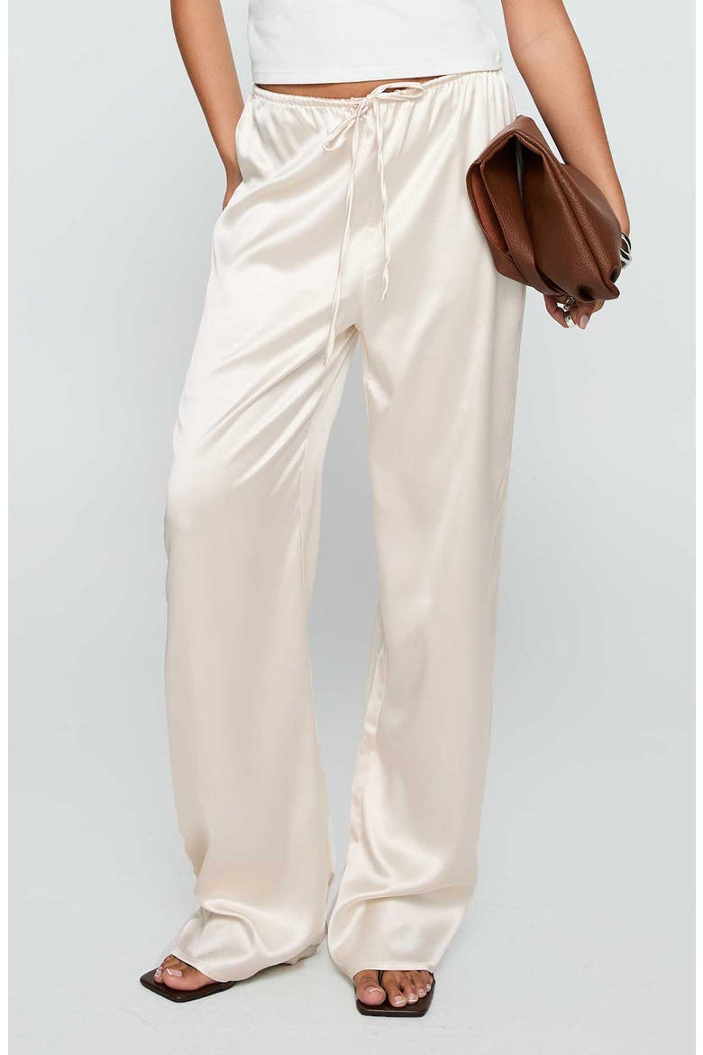 Soul Star Satin Drawstring Wide Leg Pants, Main, color, CHAMPAGNE