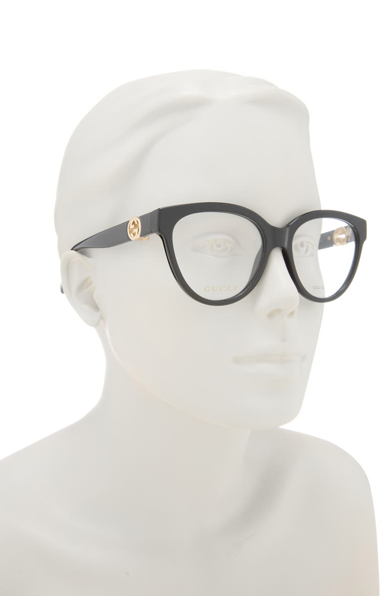 Gucci Cat Eye Optical Frames, Alternate, color, Black Black Transparent