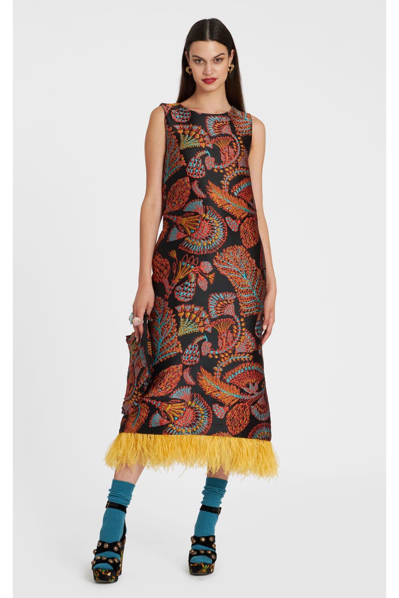 Column Dress Jacquard Sicomore Black, Main, color, Jacquard Sicomore Black
