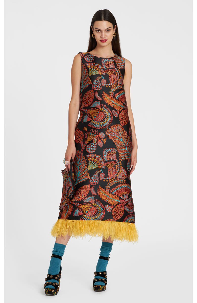 La DoubleJ Column Dress Jacquard Sicomore Black, Main, color,