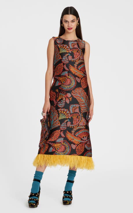 Column Dress Jacquard Sicomore Black